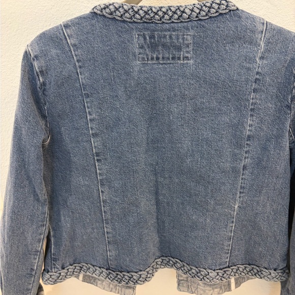 LOFT Braided Trim Jean Jacket in Indigo Blue - Picture 2 of 9